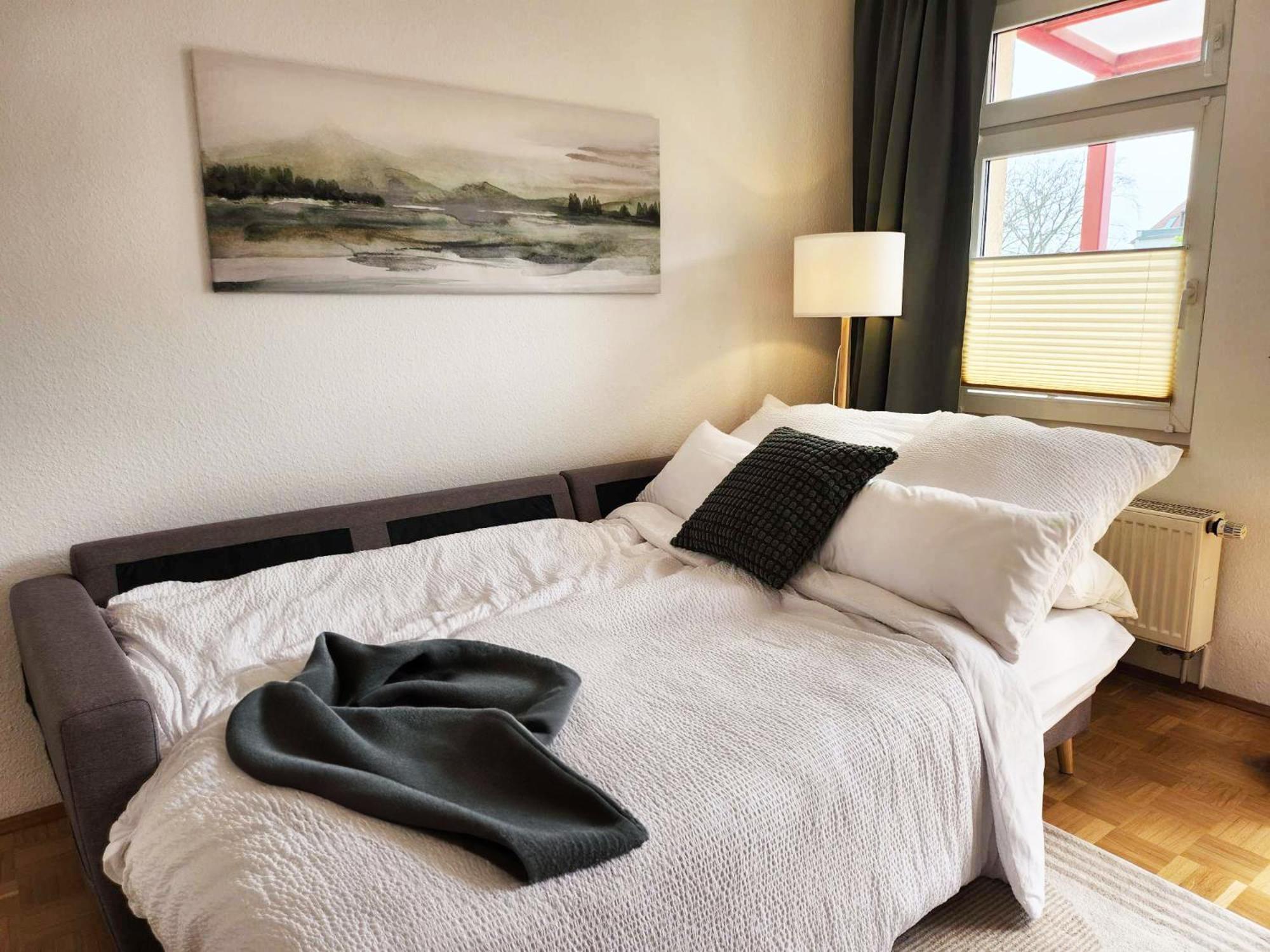 2 Zimmer, Bett Und Schlafsofa, Balkon, Waschmaschine L ไลป์ซิก ภายนอก รูปภาพ